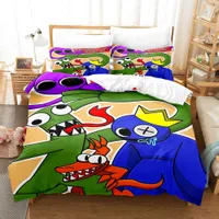 Juegos de cama 3D Rainbow Friends Sets Bedding Set de cubierta de edificio con estuche Twin Completo reina reina Clama de cama Lino T230217
