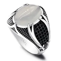 Pierścienie klastra retro dwa męskie pierścionek Scimitar Oval Ruby Thai Srebrny czarny i damski Diamond Punk 925 Anillos Mujercluster