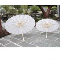 Match Paper Brida Wedding Umbrella White Parasols Mini Mini Artesanato Chinês Plano para Ornamentos pendurados 4 Tamanhos