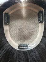 8x12cm ipek cilt tabanı topper kadınlar toupee Çin bakire insan saç parçası 4 klipli doğal kafa derisi üst kaplama ücretsiz ayrılık