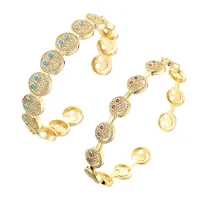 Bedelarmbanden smiley armbanden met glanzende zirkonia hoogwaardige 18k gouden plaat smile gezicht armband voor vrouwen vriendschap sieraden geschenken 230217