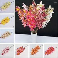 Dekorative Blumen 2p gefälschter einstamm Cymbidium 29,92 "Länge Simulation Real Touch Orchidee für Hochzeitshaus