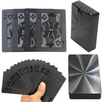 Masa oyunları 54pcs siyah elmas plastik oyun kartları koleksiyon poker kartları siyah poker kart setleri klasik sihir hileleri araç331e