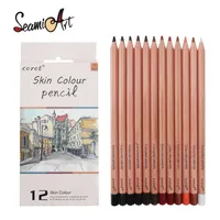 Other Office School Supplies Professional 12pcs Colored Pencil Set Wood Skin Color for Painter Sketch Drawing Art 230217