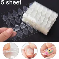 Tabs adh￩sifs d'adh￩sif ￠ 5 feuilles Tabs d'adh￩sif ￩tanches Crystal Crystal Jelly Ruban pour appuyer sur les ongles Faux Stickers Nail Faux Tips Nail325N