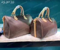 High Quality Designer Genuine oxidize Leather Handbag with strap 25 30 35 Women&#039;s Classic Boston speedy Shoulder Bag custom initials Stamp