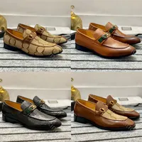 Top Designer Loafers Men Dress shoes 100% cowhide Classic Mules Flat Mens buckle leather Men Casual Shoe size 38-45