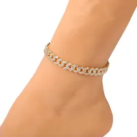 Kvinnans mode Anklets Chains Diamond Cuban Anklets f￶r kvinnors m￥ngsidiga diamantkvinnor Ankletter Billiga Bangle Leglet Anklets NNT263I