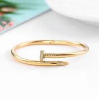 With Box Gold Silver Titanium Steel Nail Bracelet Inlay Diamond Bangle Bracelets Women Men Jewelry For Lover Gift3024