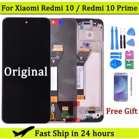 Origineel voor Xiaomi Redmi 10 LCD Display Touch Panel Screen Digitizer -assemblage Pantalla voor Redmi 10 Prime 21061119ag LCD -frame