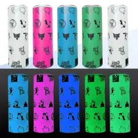 20oz Straight Sublimation Glowing Tumbler Skinny cups glow In Dark Stainless Steel Double Wall Insulated Cup Coffee Bottle Water Bottles portable Travel Mugs New