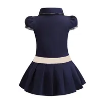 Baby Girls Dress Lapel College Wind Short Sleeve Pleated Polo Shirt Skirt Children Casual Designer Clothing Kids Clothes261g223d