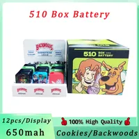 Cookies Backwoods 510 BOX MOD Batterie USB 650 mAh Tension variable Pr￩chauffeur Vapeur ￠ stylo jetable Vapeur pour 510 R￩servoir de cartouche ￠ huile ￩pais 12 PCS En un seul ￩cran