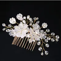 Combinados de cabello de flores para mujeres tocados nupciales accesorios para el cabello de boda perlas diademas para mujer bandeau cheveux acessorios Cabelo 313J