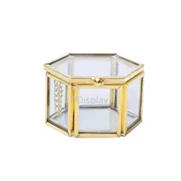 Ddisplay Wedding Rings Glass Jewelry Box Mini Gold Vintage voorstel ringbox transparante verlovingsringen sieradenkoffer voor Lady287N