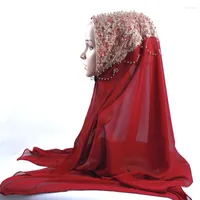Этническая одежда прибытие премиум -пузырькового шифонового шарфа хиджаба для мусульманской женщины золотой жемчужной блеск Исламский тюрбан Синни Шаль 170 70 см.