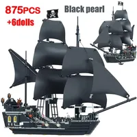 City DIY of Caribbean Pirates Builts Modelo de juguetes para los ladrillos de la nave negra para ni￱os204e