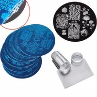 10Pcs Nail Plates Clear Jelly Silicone Nail Art Stamper Scraper with Cap Stamping Template Image Plates Nail Stamp Plate Tool202a