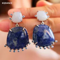 Dangle Earrings KQDANCE Large Geometric Agate Sodalite With Natural Blue Gemstone 925 Silver Needle Party Jewelry Women 2023