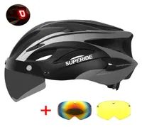 사이클링 헬멧 Superide 충전식 도로 자전거 남성 Visor Rearlight Sports MTB 자전거 TT 렌즈 2211305657003