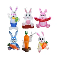 Easter Party Inflatables Bunny with LED Lights Spring Event Outdoor Yard Blow Up Decorations