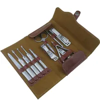 11 IN1 Luxus Manicure Set Nagel Kit Edelstahlnagel -Nagel -Werkzeuge mit Nagelschneider PU Leder H￼lle f￼r M￤nner Lady Girl als Geschenk324Q