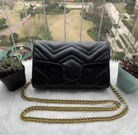 2023 Luxurys designers Marmont Flat Bags Chain Shoulder Bag Classic Look Versatile Crossbody Female Black Handbag Women Luxury Purse Real Leather Red White Clutch