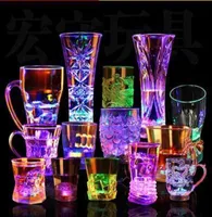 Wine Glasses 2pcs Luminous LED Cup Liquid Water Sensor Beer Mug Light Up Glowing Whiskey Wine Glass Flashing Goblet Party Bar Deco8370833
