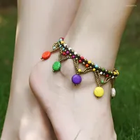 Anklets S2324 Bohemian Fashion Jewelry Colorful Beaded Pendant Anklet Handmade Wax Thread Woven Beads