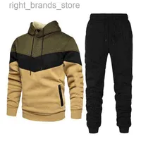 Men's Hoodies Sweatshirts 2021- Men's Sports Suit with Hoodie Sweatshirt and Pants for Autumn and Winter 0219V23