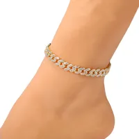 Kvinnans mode Anklets Chains Diamond Cuban Anklets f￶r kvinnors m￥ngsidiga diamantkvinnor Ankletter Billiga Bangle Leglet Anklets NNT286R