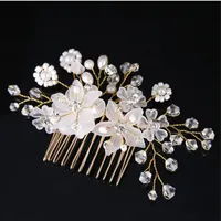 Combinados de cabello de flores para mujeres tocados nupciales accesorios para el cabello de boda perlas diademas para mujer bandeau cheveux acessorios cabelo 259g