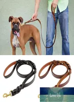 DIDOG Genuine Leather Dog Leash Handle Double Handal