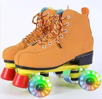 Buz patenleri spor 4 tekerlekli pist deformasyonu basit iki katlı roller kasnak ayakkabıları flaş tekerlek dörtlü paten l2210142592494