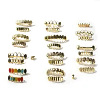 Mens Gold Grillz Teeth Set Fashion Hip Hop Jewelry High Quality Eight 8 Top Tooth Six 6 Bottom Grills