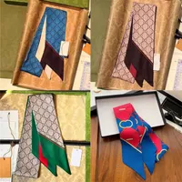 Lettere di design Stampa Banca di cesto sciarpa di seta per donne fascia per capelli bandeau manico lungo le sciarpe parigino spalla tote bagaglio a testa