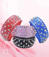 Pet Dog Collars PU Leather Round Bullet Collar collar de clavos Spiked Style Punk Style Big Dogs Collar X07037471070