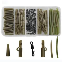 120pcs Karpfenfischerei Tackle Accessoires Karpfen Rigs Tackle Safety Blei Clips Schnell drehende Anti-Tangle-Hülle Kit211g
