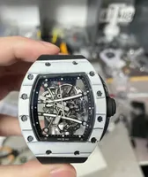 LPK RM061 Watch masculin NTPT White Composite en fibre de carbone en fibre de carbone avec miroir en verre en saphir en saphir STRAPE NATUREL