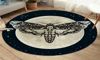 Ranta de área redonda da mariposa de morte tapete gótico do piso de piso de borboleta lua estrela sala de estar tapete de poliéster de poliéster 2103291007547