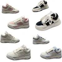 Designer Man Sneaker Schuhe Frauen lässige weiße Ledereindrückung hochwertiger Top-Schuh-Leinwand-Mesh-Spleißen Mann Chunky Trainer mit Box Größe 35-46