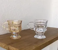 Ins French Retro Small Glass Cup Amber Transparent Goblet Homestay Po Props Coffee Verre Wine Glasses6258580