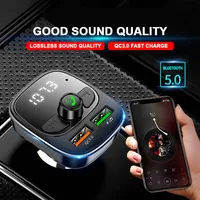 Car Bluetooth FM Transmisor 5 0 MP3 Player Hands Receptor de audio 3 1A Dual USB Fast Carger Soporte TF U Disk259s