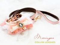 Pink Girl Heart Dog Collar Leash Sets Lace Bow Scarf Neckerchief Cat Dog Accessories Pet Necklace Maltese Poodle Chihuahua P08312455294
