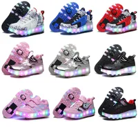 Runaway Overseas Shoes Chilen's Wheel Shoes Led Ultra Light Luminous Rechargeable Boys and Girls' Light Shoes Sports Flying Woven Shoes