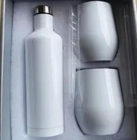 Sublimation tumblers 17oz Stainless Steel Wine Bottle Set with two 12oz Glasses Mugs ss12214572830