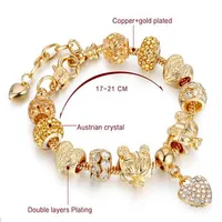 Stylowe złoto -plisowane serce wisiorki z koralikami Banles Banloy Jewelry Akcesoria Dangle Bracelets Anklety na CH305V