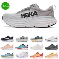Light Hoka One Bondi 8 Running Shoes Athletic Clifton 8 Profly Training Sneakers on Cloud Fog Women Mens Highway Marathon Hokas Shoe Sports Trainers 36-45