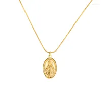 Cadenas de 50 cm de moda vintage collares masculinos/mujeres de 18 km de oro acero inoxidable chapado Virgen María para recuerdo