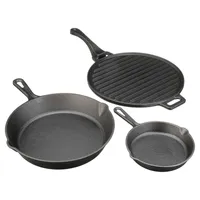 Ozark Trail 4 piece Cast Iron Skillet Set with Handles and Griddle Pre-seasoned 6 10.5 11